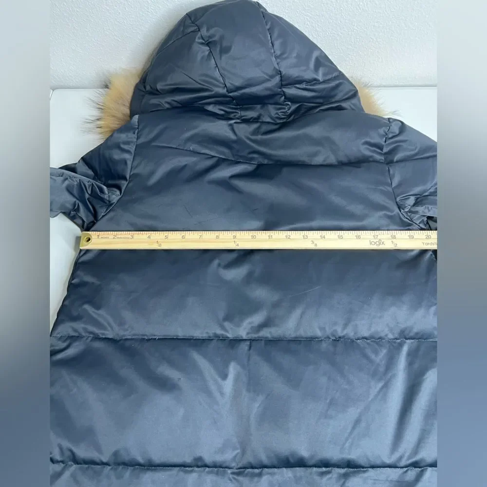 Cyrillus Paris Hooded Puffer Coat Down raccoon fur size 6